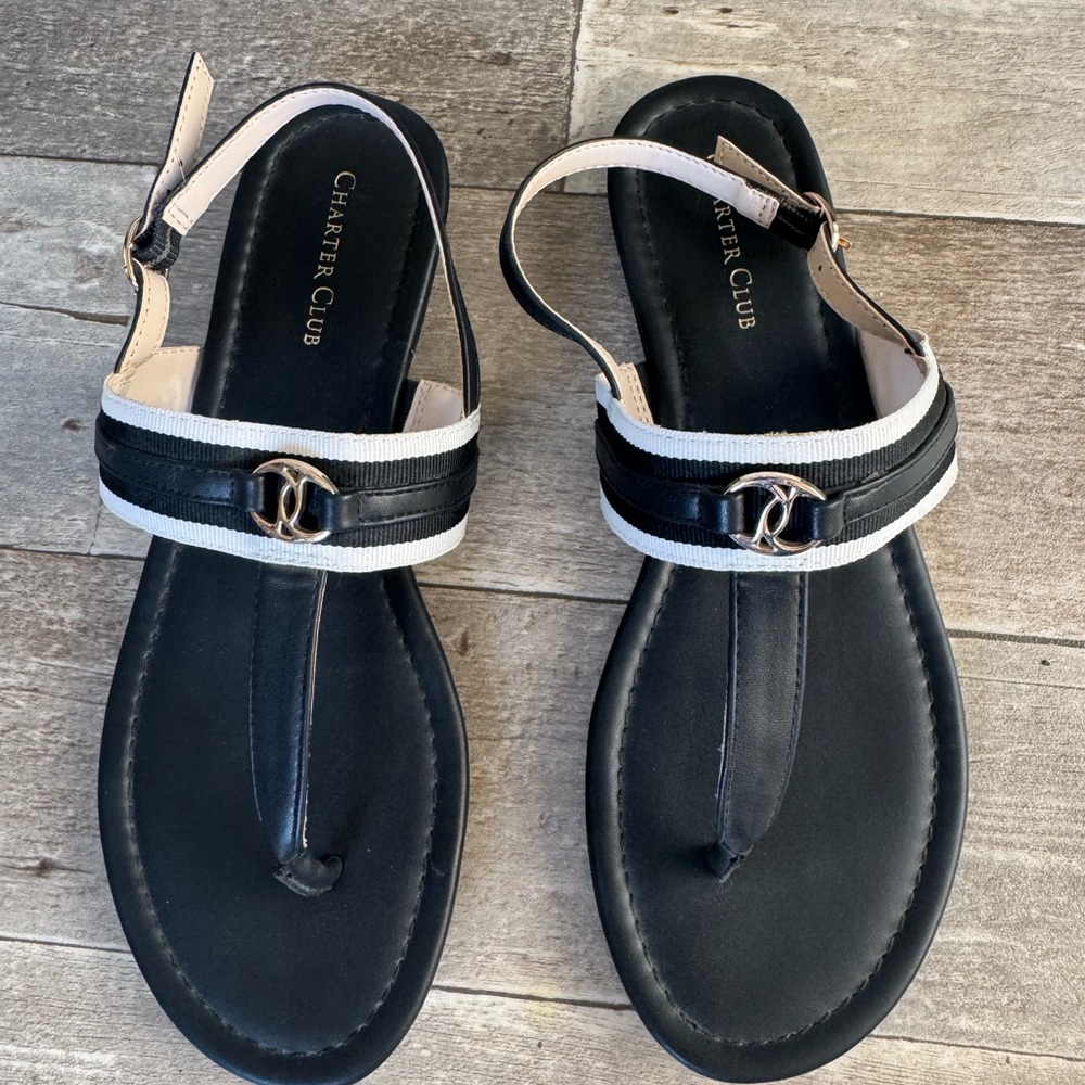 Charter Club Elegant Black and Cream Sandals